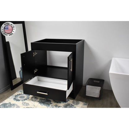 Volpa USA Capri 30" x 22" Black Modern Bathroom Vanity With Brushed Nickel Edge Handles