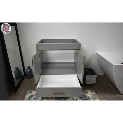 Volpa USA Capri 30" x 22" Gray Modern Bathroom Vanity With Brushed Nickel Edge Handles