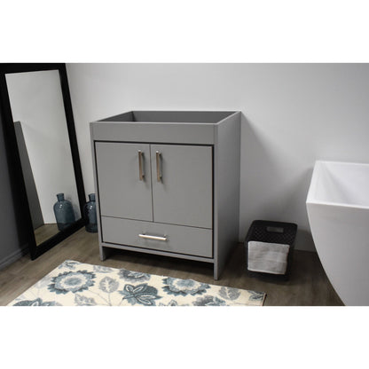 Volpa USA Capri 30" x 22" Gray Modern Bathroom Vanity With Brushed Nickel Edge Handles