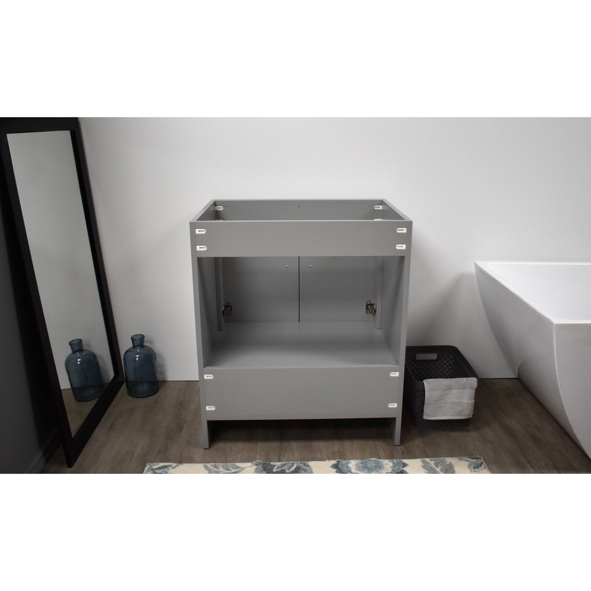 Volpa USA Capri 30" x 22" Gray Modern Bathroom Vanity With Brushed Nickel Edge Handles