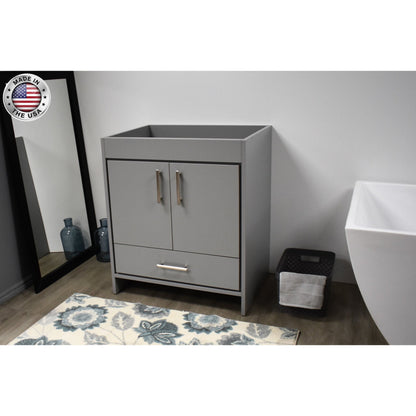 Volpa USA Capri 30" x 22" Gray Modern Bathroom Vanity With Brushed Nickel Edge Handles