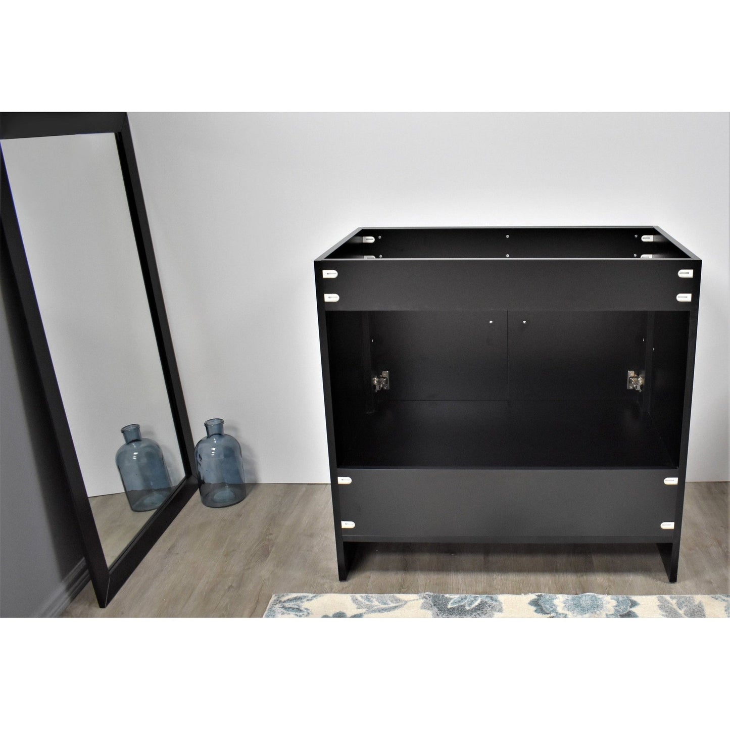 Volpa USA Capri 36" x 22" Black Modern Bathroom Vanity With Brushed Nickel Edge Handles