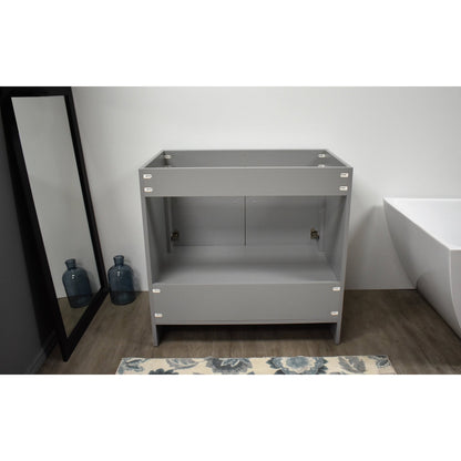 Volpa USA Capri 36" x 22" Gray Modern Bathroom Vanity With Brushed Nickel Edge Handles