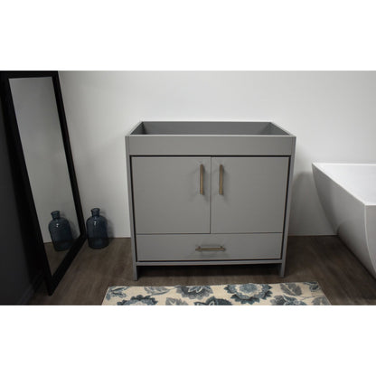 Volpa USA Capri 36" x 22" Gray Modern Bathroom Vanity With Brushed Nickel Edge Handles