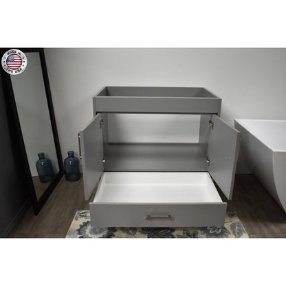 Volpa USA Capri 36" x 22" Gray Modern Bathroom Vanity With Brushed Nickel Edge Handles