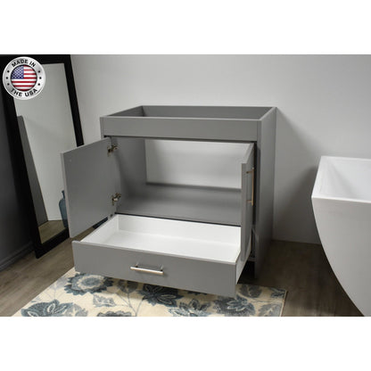 Volpa USA Capri 36" x 22" Gray Modern Bathroom Vanity With Brushed Nickel Edge Handles