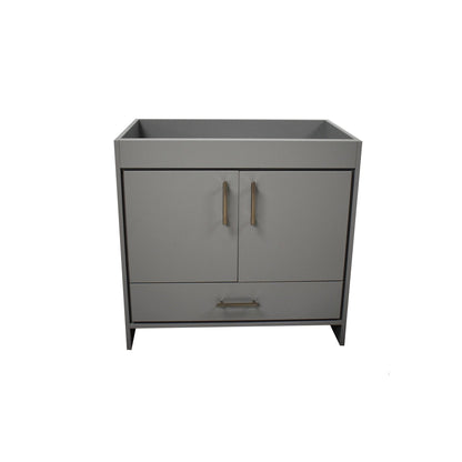 Volpa USA Capri 36" x 22" Gray Modern Bathroom Vanity With Brushed Nickel Edge Handles