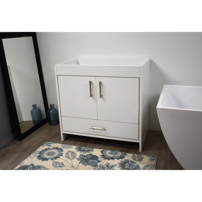 Volpa USA Capri 36" x 22" White Modern Bathroom Vanity With Brushed Nickel Edge Handles