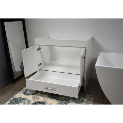 Volpa USA Capri 36" x 22" White Modern Bathroom Vanity With Brushed Nickel Edge Handles