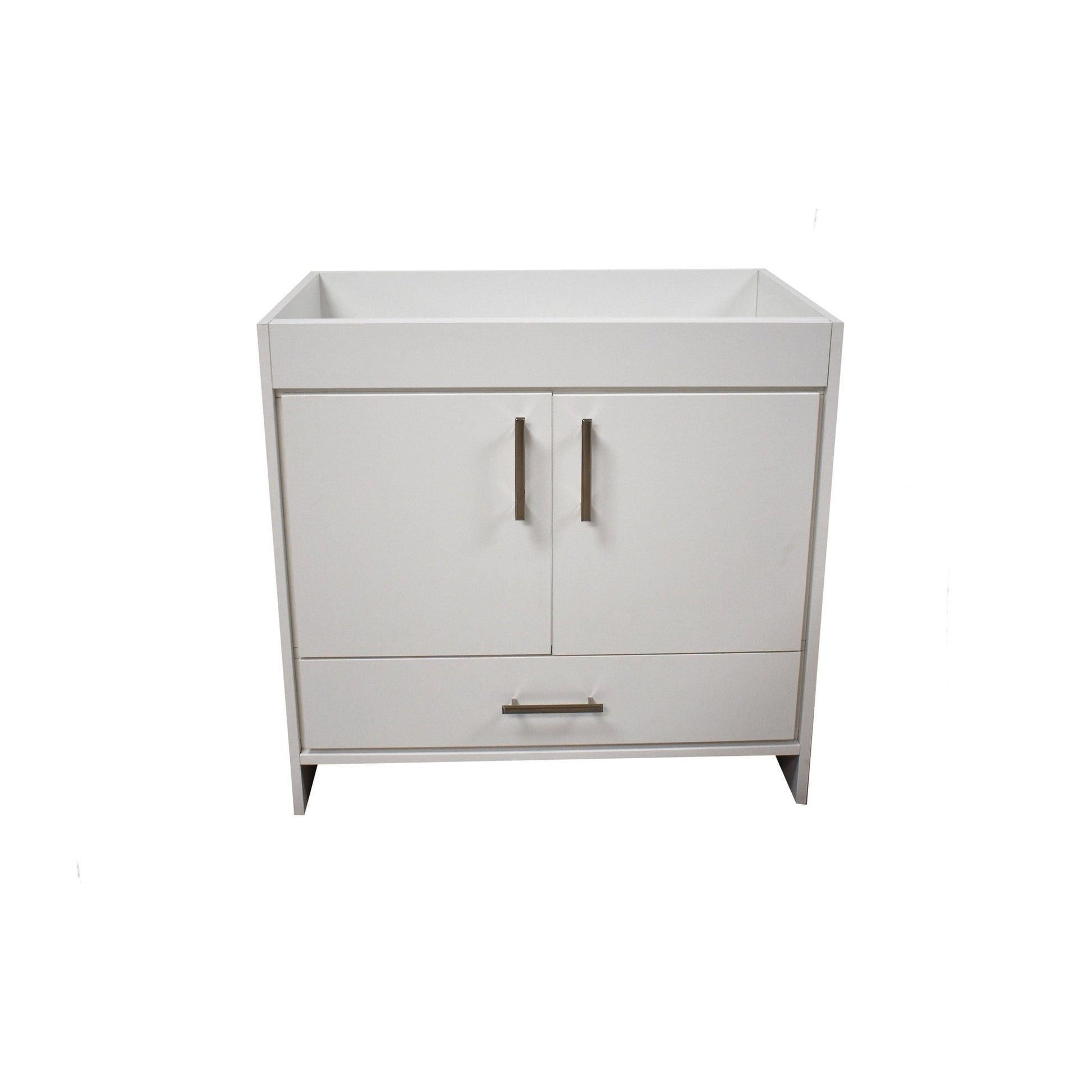 Volpa USA Capri 36" x 22" White Modern Bathroom Vanity With Brushed Nickel Edge Handles