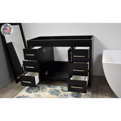 Volpa USA Capri 48" x 22" Black Modern Bathroom Vanity With Brushed Nickel Edge Handles