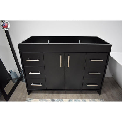 Volpa USA Capri 48" x 22" Black Modern Bathroom Vanity With Brushed Nickel Edge Handles