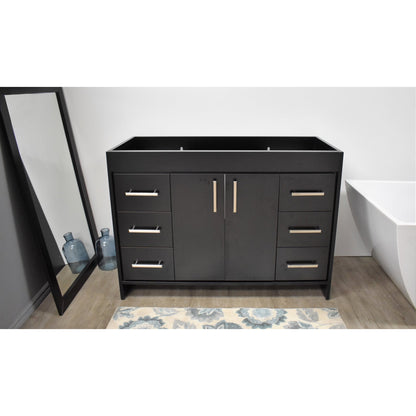 Volpa USA Capri 48" x 22" Black Modern Bathroom Vanity With Brushed Nickel Edge Handles