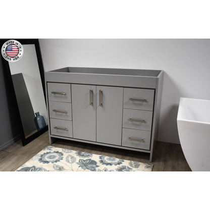 Volpa USA Capri 48" x 22" Gray Modern Bathroom Vanity With Brushed Nickel Edge Handles