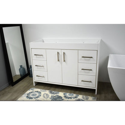 Volpa USA Capri 48" x 22" White Modern Bathroom Vanity With Brushed Nickel Edge Handles