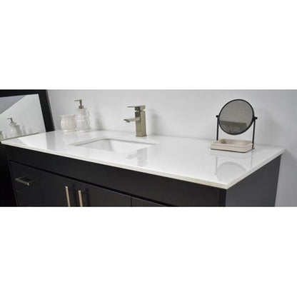 Volpa USA Capri 60" x 22" Black Freestanding Modern Bathroom Vanity With Undermount Single Sink And White Microstone Top With Brushed Nickel Edge Handles