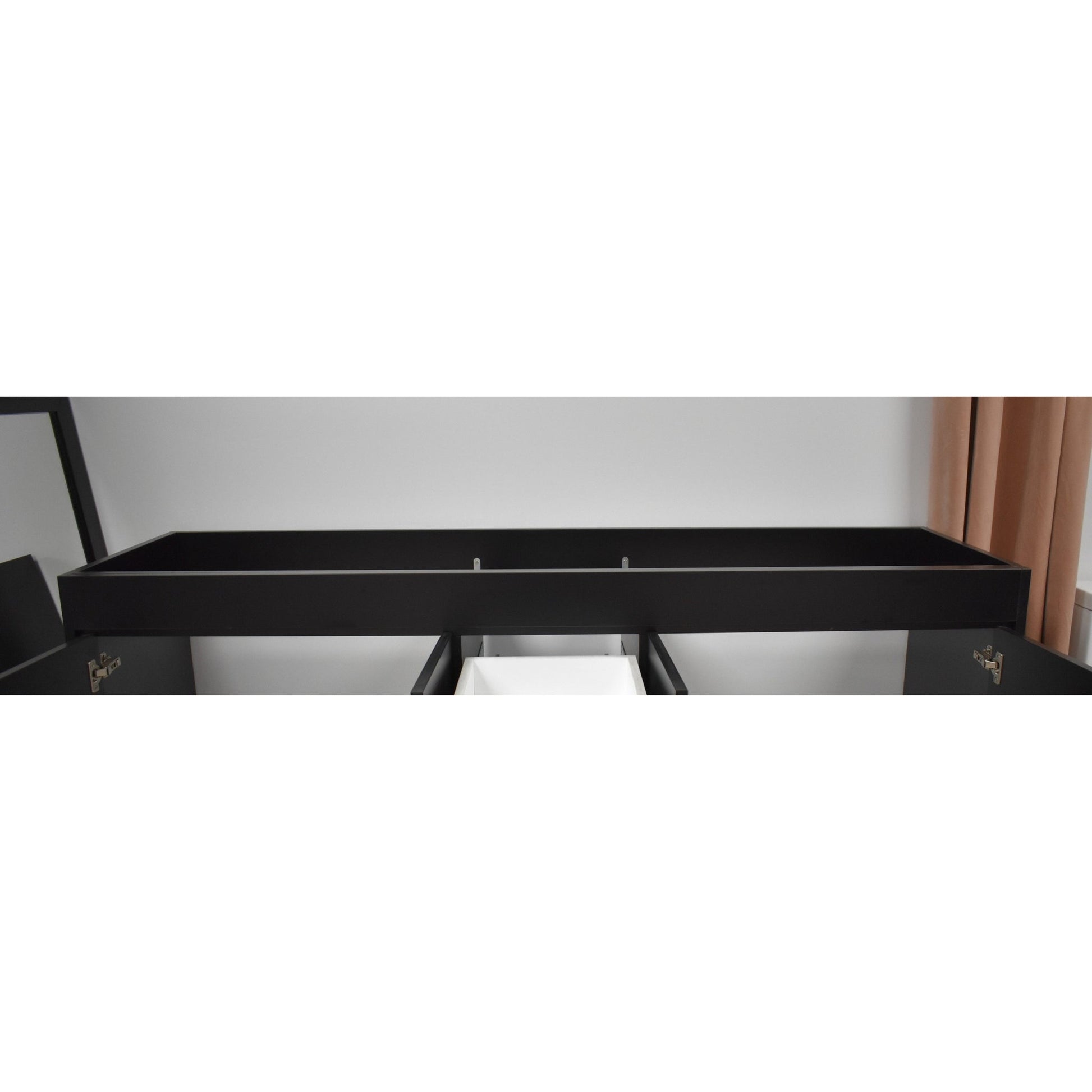 Volpa USA Capri 60" x 22" Black Modern Bathroom Vanity For Double Sinks With Brushed Nickel Edge Handles