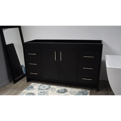 Volpa USA Capri 60" x 22" Black Modern Bathroom Vanity For Single Sink With Brushed Nickel Edge Handles