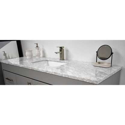 Volpa USA Capri 60" x 22" Gray Freestanding Modern Bathroom Vanity With Undermount Single Sink And Carrara Marble top With Brushed Nickel Edge Handles