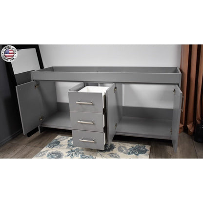 Volpa USA Capri 60" x 22" Gray Modern Bathroom Vanity For Double Sinks With Brushed Nickel Edge Handles