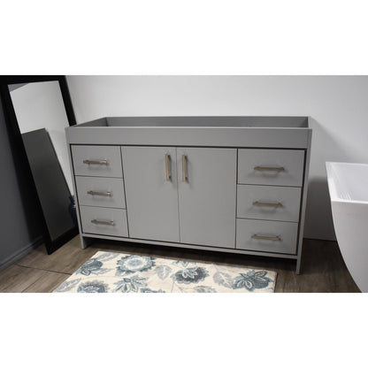 Volpa USA Capri 60" x 22" Gray Modern Bathroom Vanity For Single Sink With Brushed Nickel Edge Handles