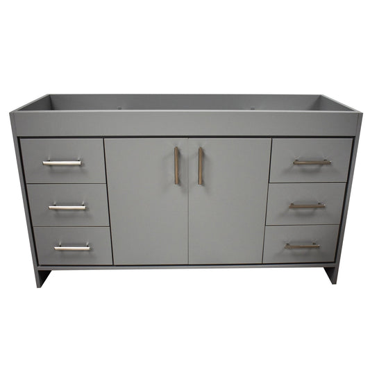 Volpa USA Capri 60" x 22" Gray Modern Bathroom Vanity For Single Sink With Brushed Nickel Edge Handles