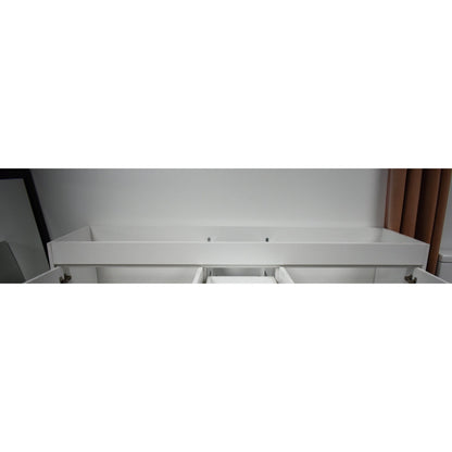 Volpa USA Capri 60" x 22" White Modern Bathroom Vanity For Double Sinks With Brushed Nickel Edge Handles