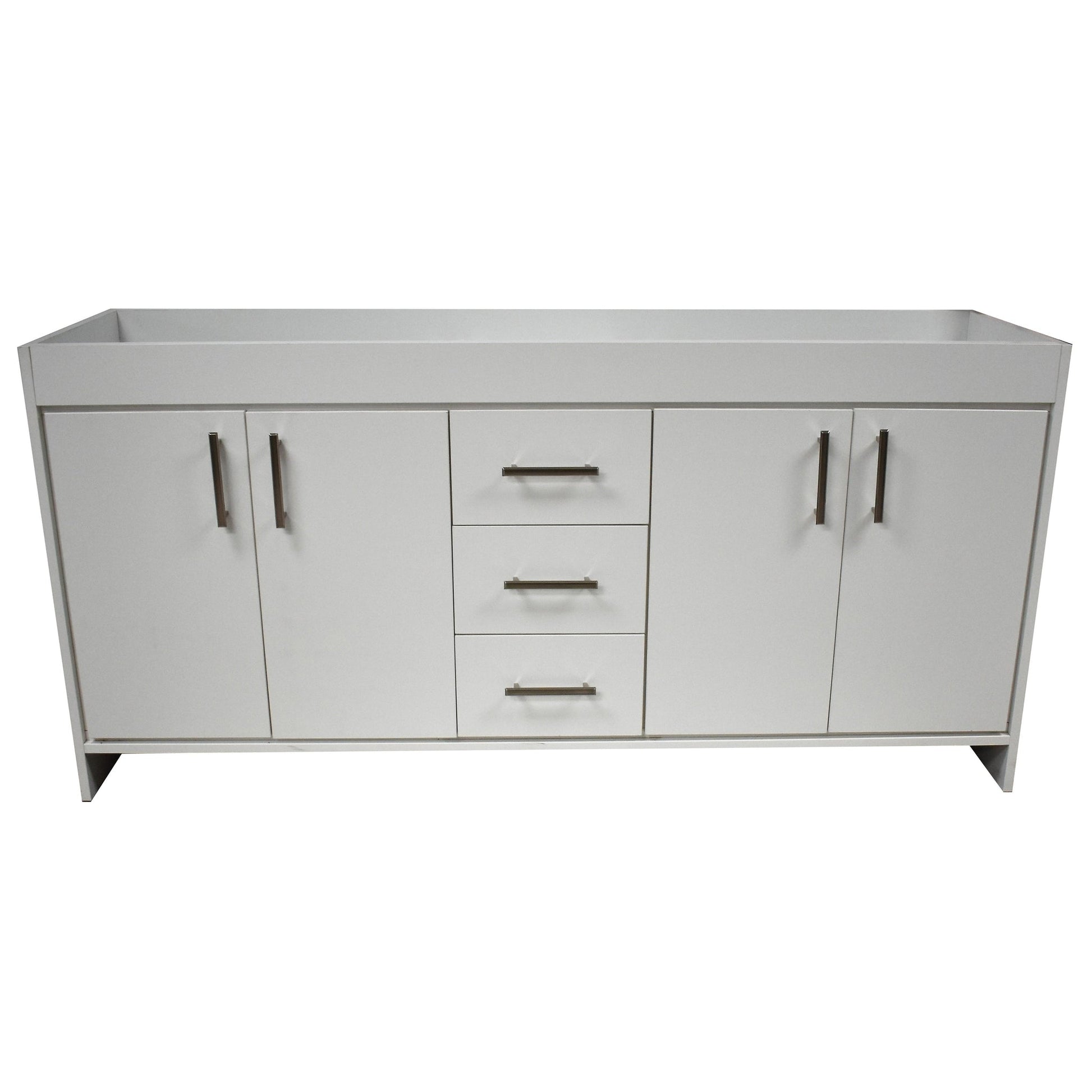 Volpa USA Capri 60" x 22" White Modern Bathroom Vanity For Double Sinks With Brushed Nickel Edge Handles