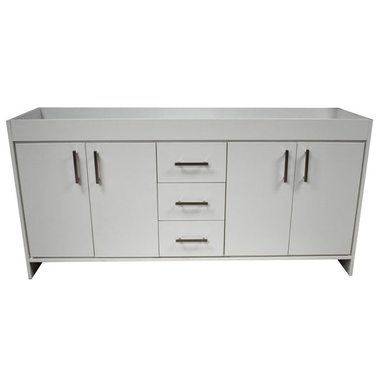 Volpa USA Capri 60" x 22" White Modern Bathroom Vanity For Double Sinks With Brushed Nickel Edge Handles