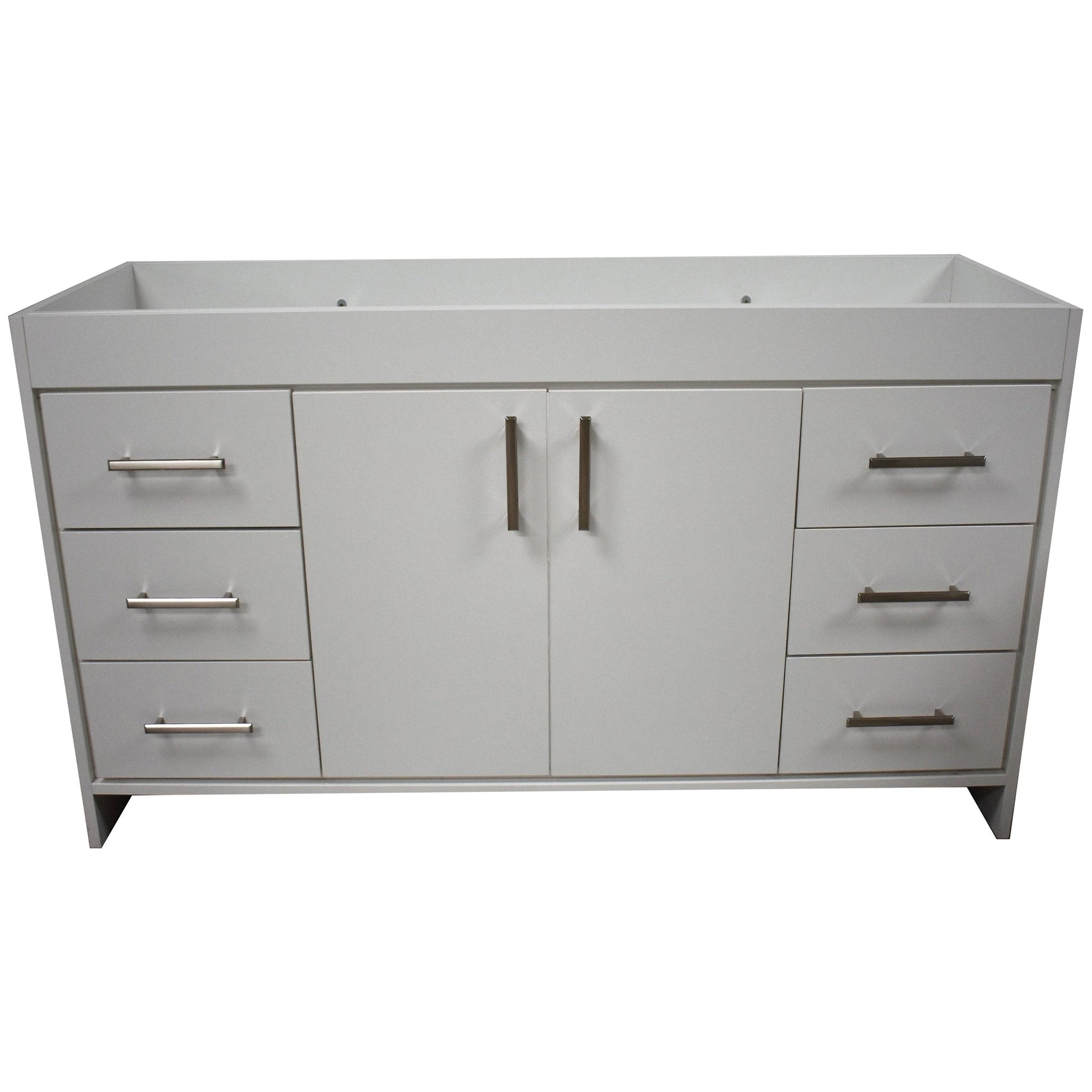 Volpa USA Capri 60" x 22" White Modern Bathroom Vanity For Single Sink With Brushed Nickel Edge Handles