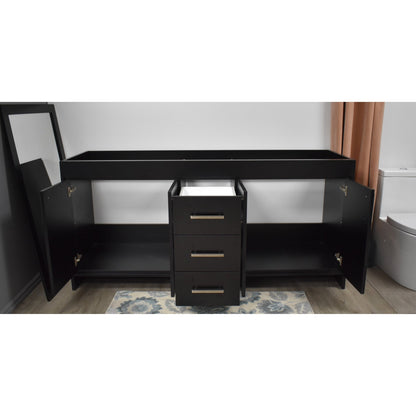 Volpa USA Capri 72" x 22" Black Modern Bathroom Vanity For Double Sinks With Brushed Nickel Edge Handles