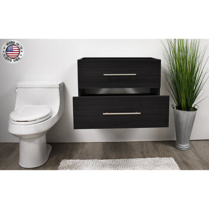 Volpa USA Napa 24" Black Ash Wall-Mounted Floating Modern Bathroom Vanity With Satin Nickel Round Handles