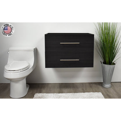 Volpa USA Napa 24" Black Ash Wall-Mounted Floating Modern Bathroom Vanity With Satin Nickel Round Handles