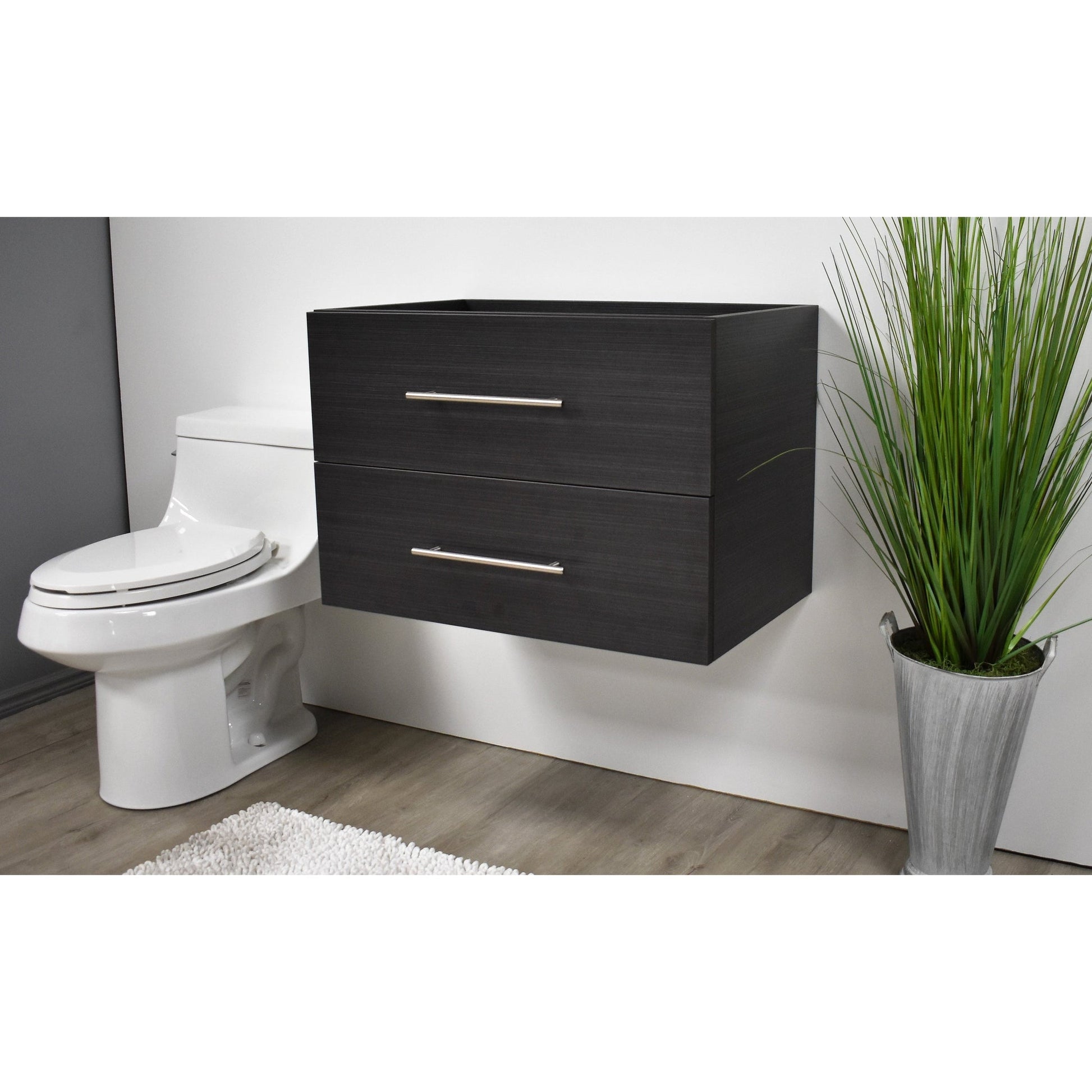 Volpa USA Napa 24" Black Ash Wall-Mounted Floating Modern Bathroom Vanity With Satin Nickel Round Handles