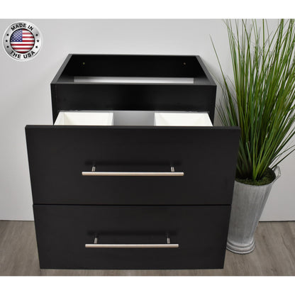 Volpa USA Napa 24" Black Wall-Mounted Floating Modern Bathroom Vanity With Satin Nickel Round Handles