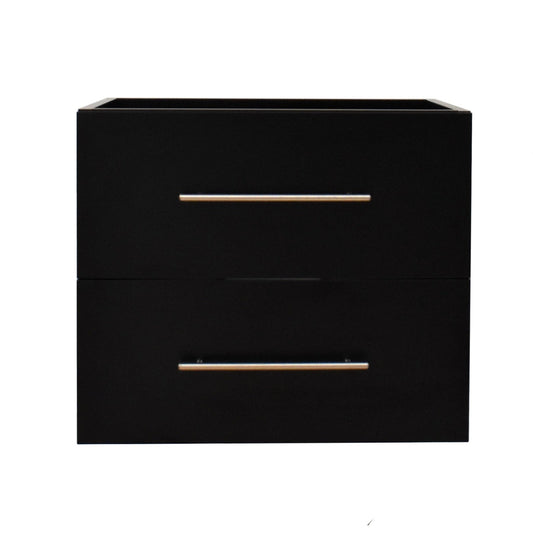 Volpa USA Napa 24" Black Wall-Mounted Floating Modern Bathroom Vanity With Satin Nickel Round Handles