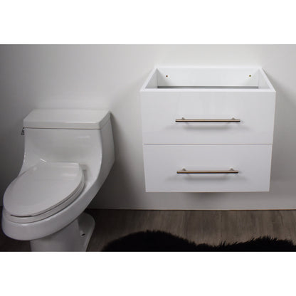 Volpa USA Napa 24" Glossy White Wall-Mounted Floating Modern Bathroom Vanity With Satin Nickel Round Handles