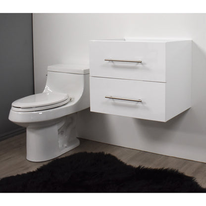 Volpa USA Napa 24" Glossy White Wall-Mounted Floating Modern Bathroom Vanity With Satin Nickel Round Handles