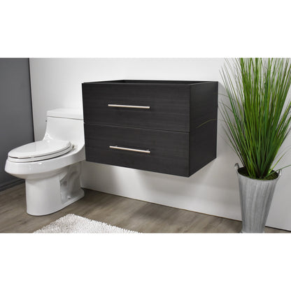 Volpa USA Napa 30" Black Ash Wall-Mounted Floating Modern Bathroom Vanity With Satin Nickel Round Handles