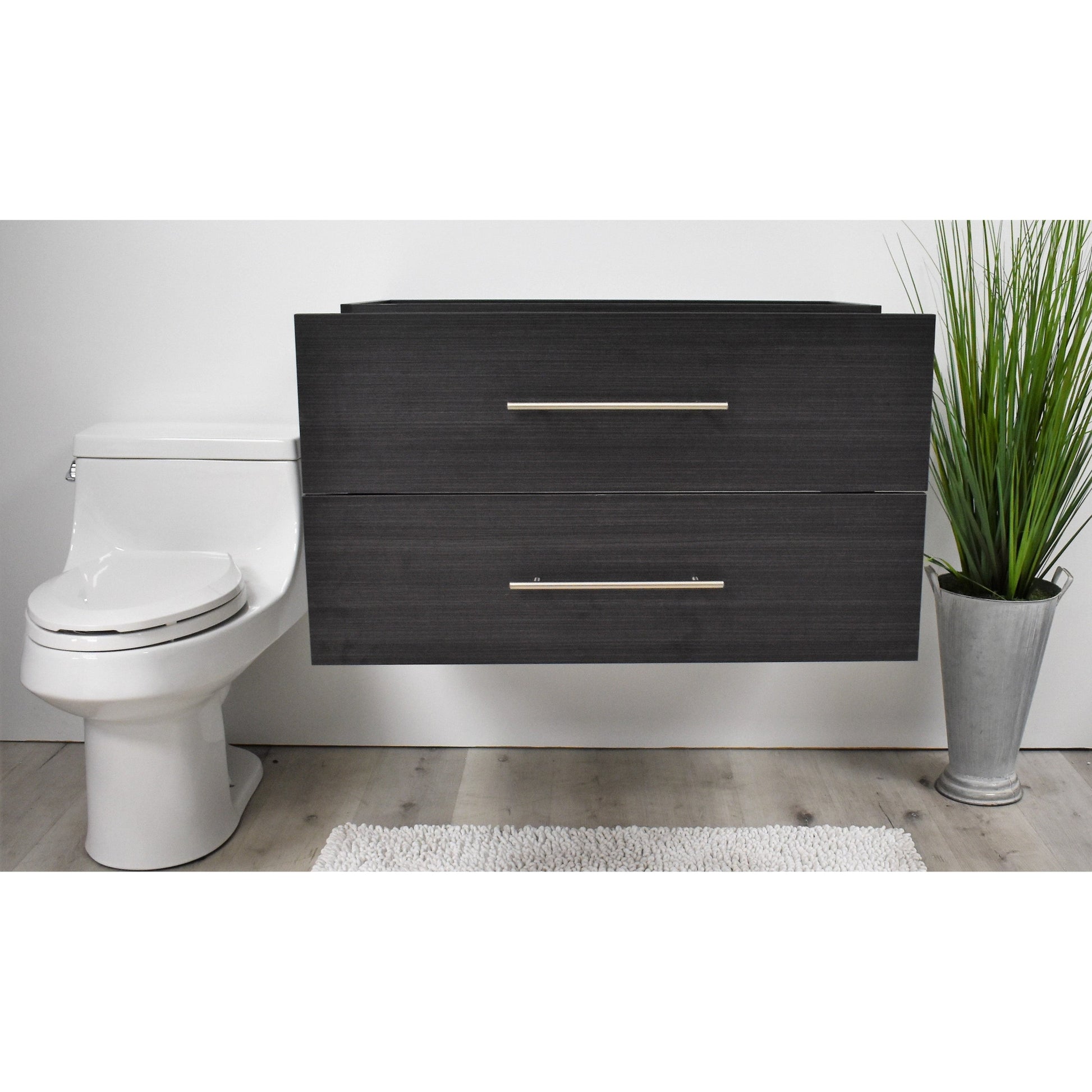 Volpa USA Napa 36" Black Ash Wall-Mounted Floating Modern Bathroom Vanity With Satin Nickel Round Handles