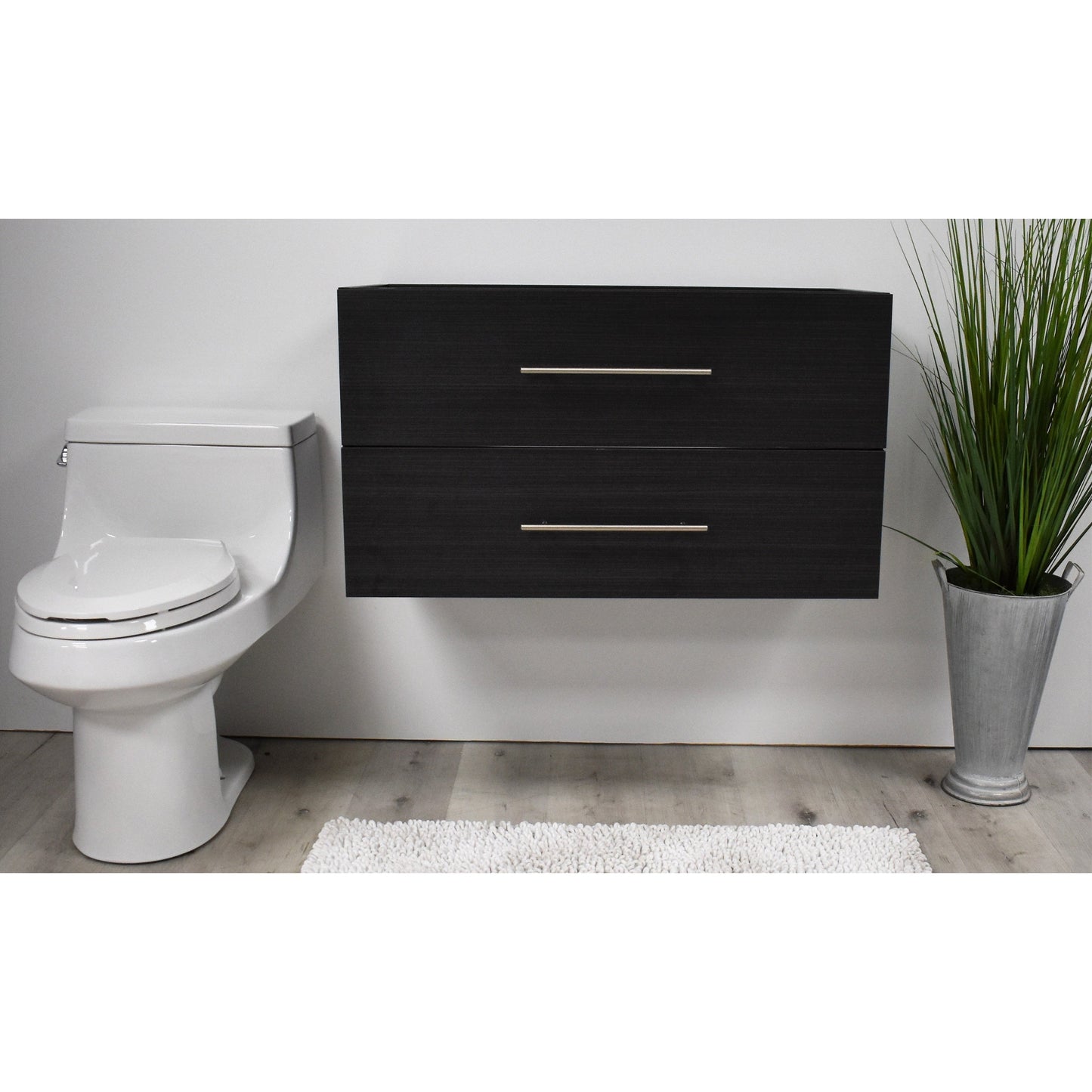 Volpa USA Napa 36" Black Ash Wall-Mounted Floating Modern Bathroom Vanity With Satin Nickel Round Handles