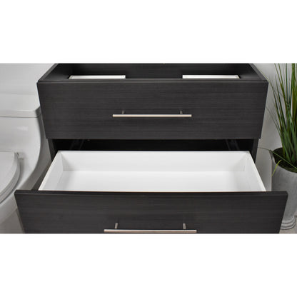 Volpa USA Napa 36" Black Ash Wall-Mounted Floating Modern Bathroom Vanity With Satin Nickel Round Handles