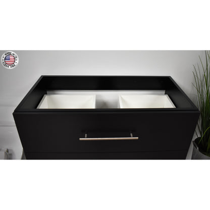 Volpa USA Napa 36" Black Wall-Mounted Floating Modern Bathroom Vanity With Satin Nickel Round Handles