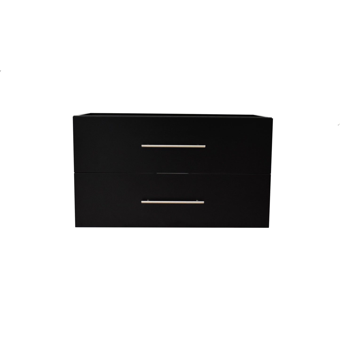 Volpa USA Napa 36" Black Wall-Mounted Floating Modern Bathroom Vanity With Satin Nickel Round Handles