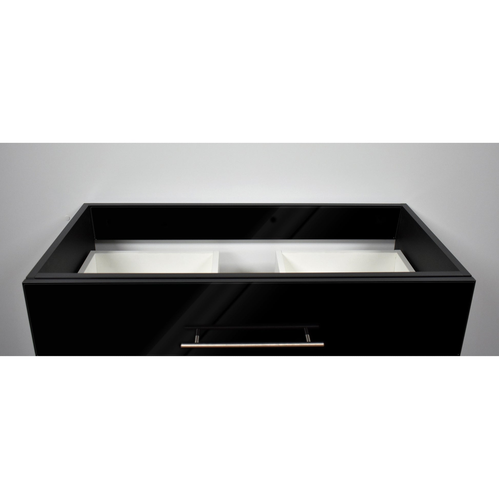 Volpa USA Napa 36" Glossy Black Wall-Mounted Floating Modern Bathroom Vanity With Satin Nickel Round Handles