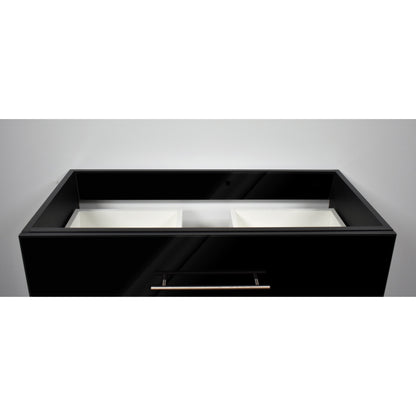 Volpa USA Napa 36" Glossy Black Wall-Mounted Floating Modern Bathroom Vanity With Satin Nickel Round Handles