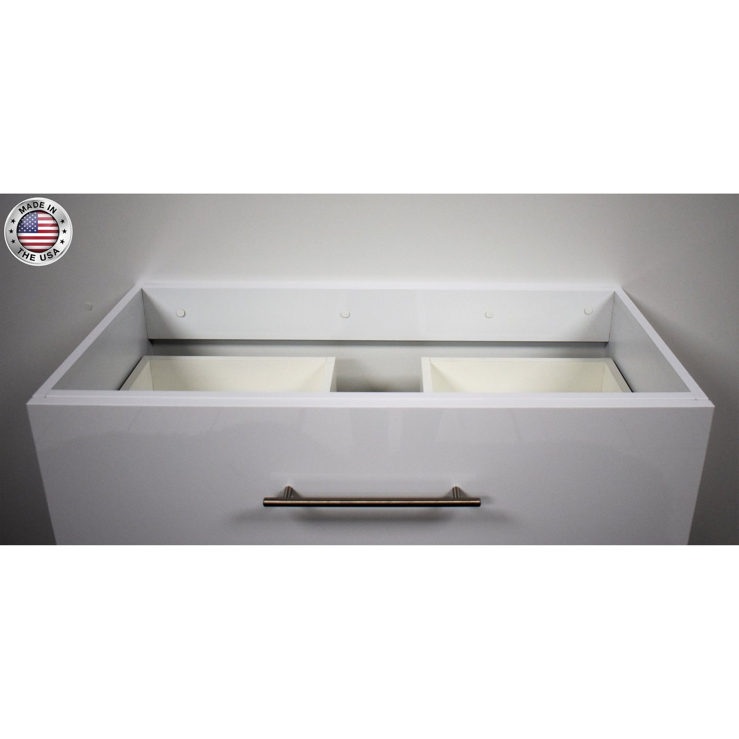 Volpa USA Napa 36" Glossy White Wall-Mounted Floating Modern Bathroom Vanity With Satin Nickel Round Handles