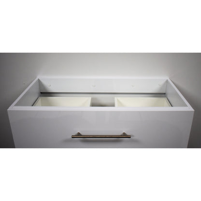Volpa USA Napa 36" Glossy White Wall-Mounted Floating Modern Bathroom Vanity With Satin Nickel Round Handles