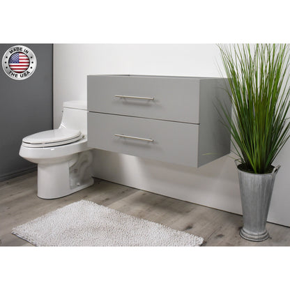 Volpa USA Napa 36" Grey Wall-Mounted Floating Modern Bathroom Vanity With Satin Nickel Round Handles
