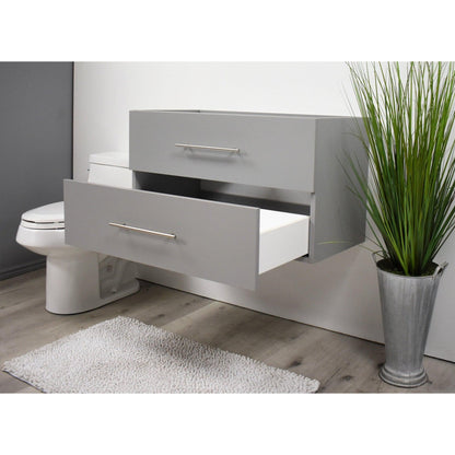 Volpa USA Napa 36" Grey Wall-Mounted Floating Modern Bathroom Vanity With Satin Nickel Round Handles